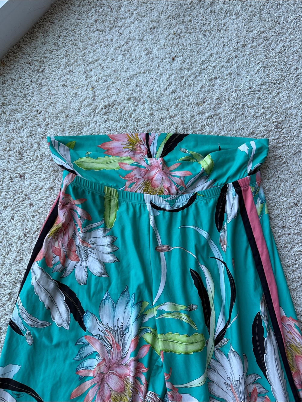 Trina Turk Teal Floral Tankini Set with Bandeau Top - Picture 5 of 6